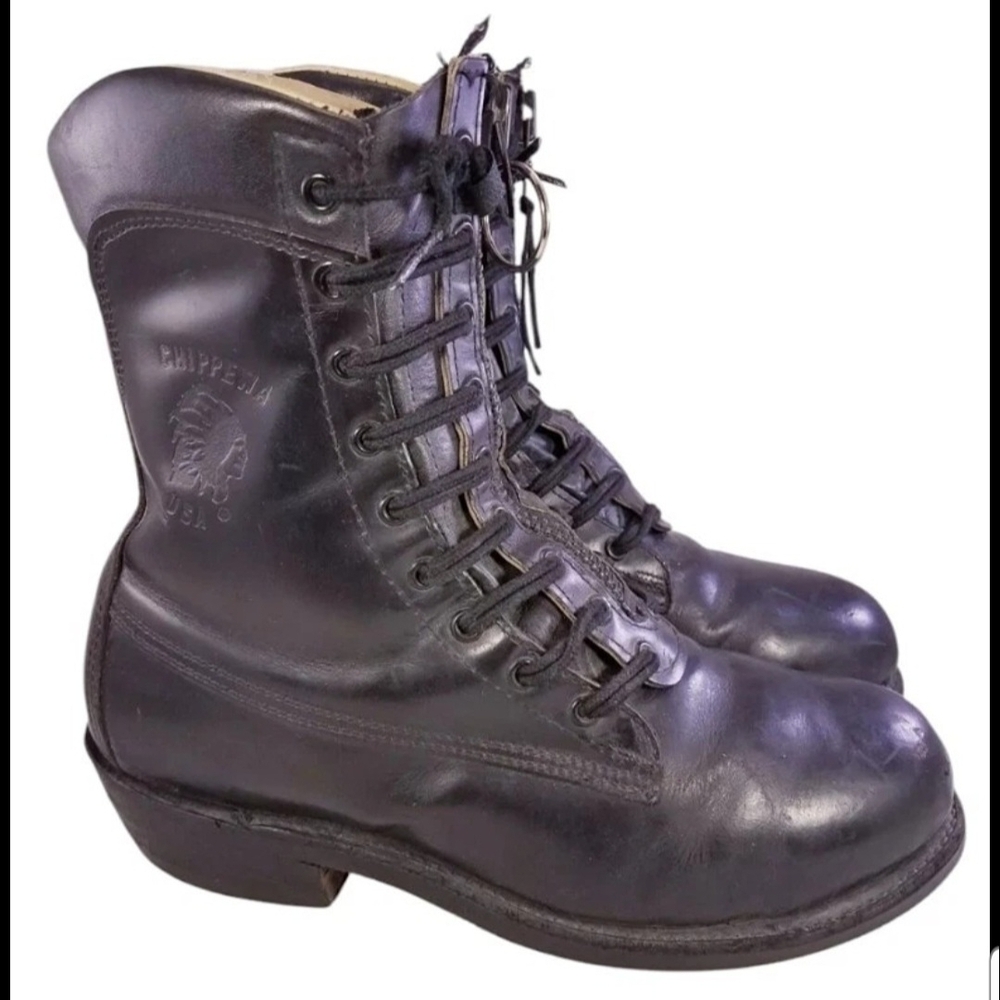 RARE CHIPPEWA VINTAGE BOOTS STEEL TOE ZIP LACE UP MAN SIZE 8 EE